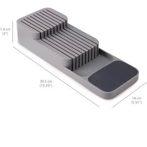 Joseph Joseph Kitchen Drawer Organizer Tray for Knives Knife Block, Gray